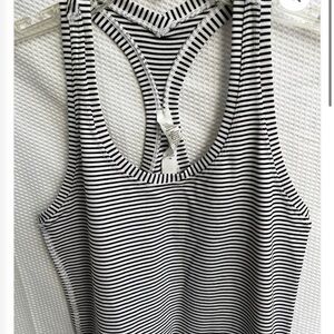 lululemon athletica Black and White Striped Tank Top